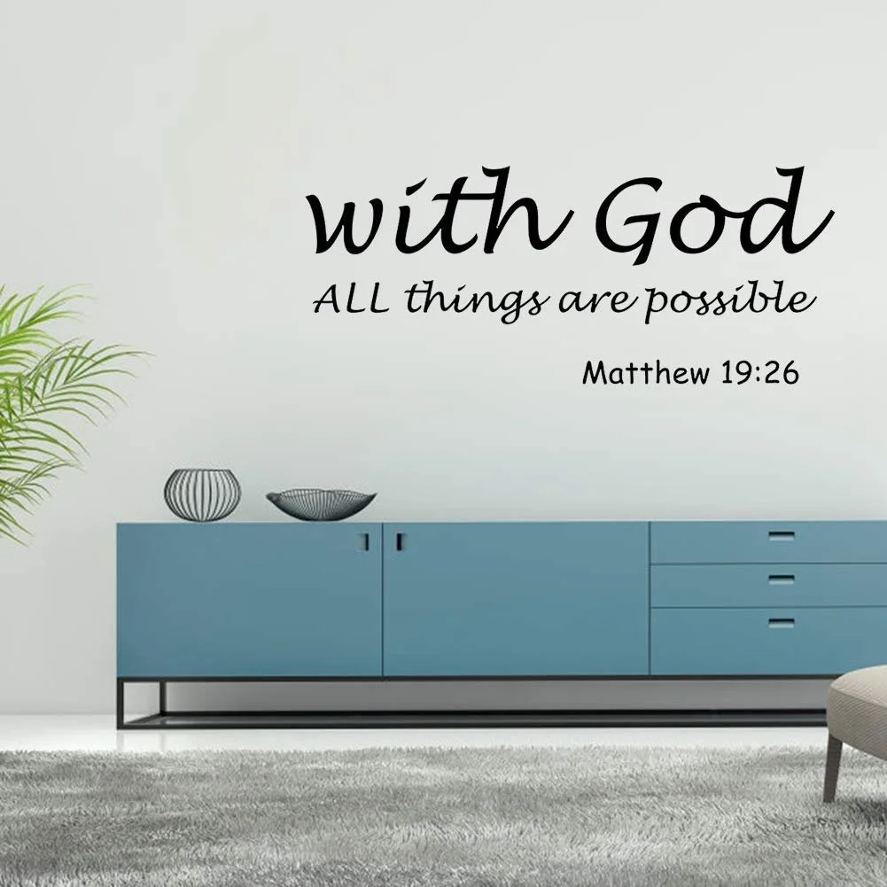 Наклейка на стену Alvinlite With God All Things Are Possible религиозная Черная 60 x 21 см, фото №5