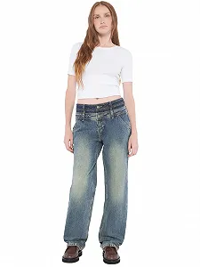 Джинси GUESS Originals Zimmermanns з подвійним поясом Go Lt Vintage Tinted Medi, 27 synthetic.ua - Фото 1