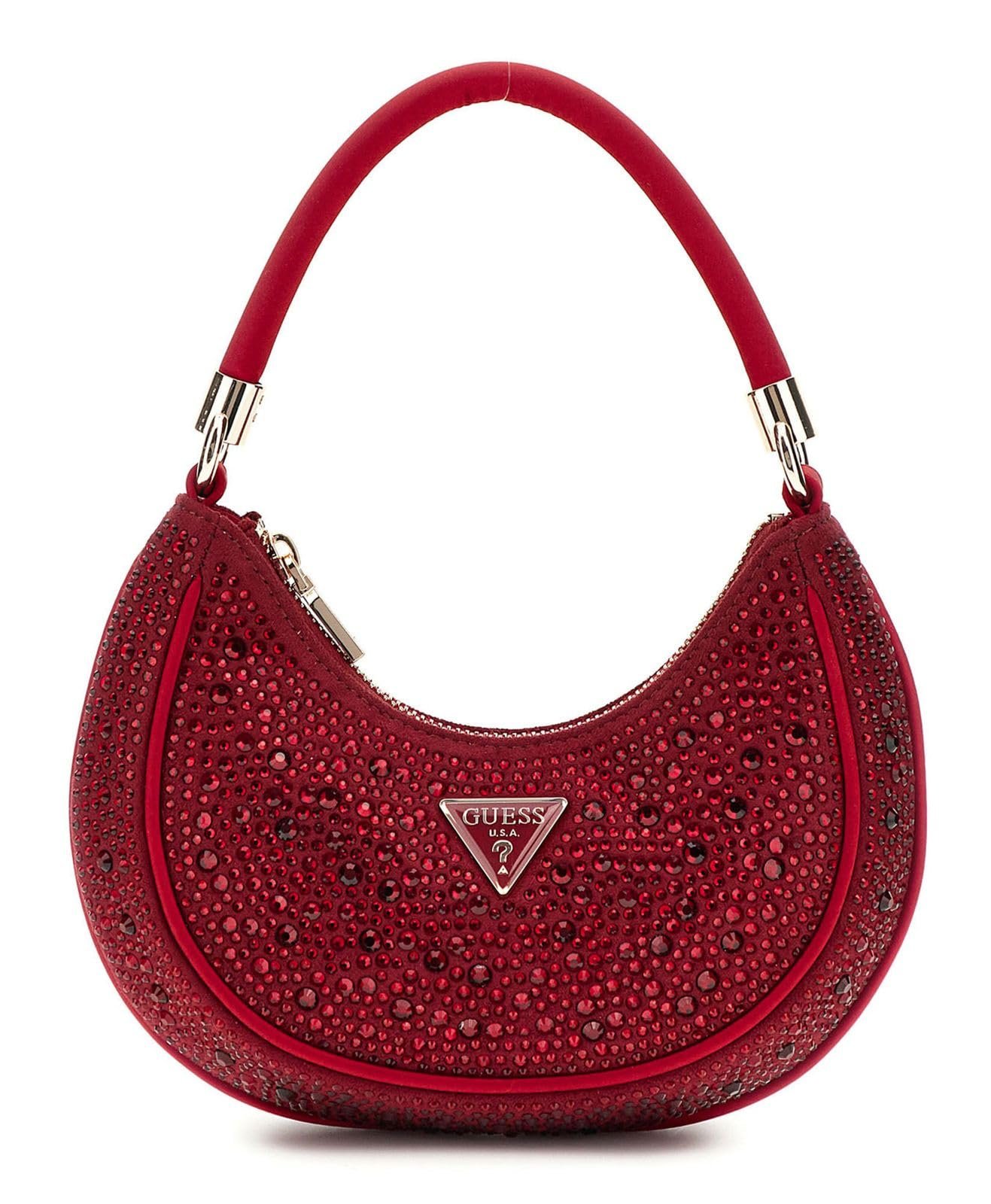 Женская сумка через плечо GUESS Zalina Mini Small Hobo Claret Красная, фото №1