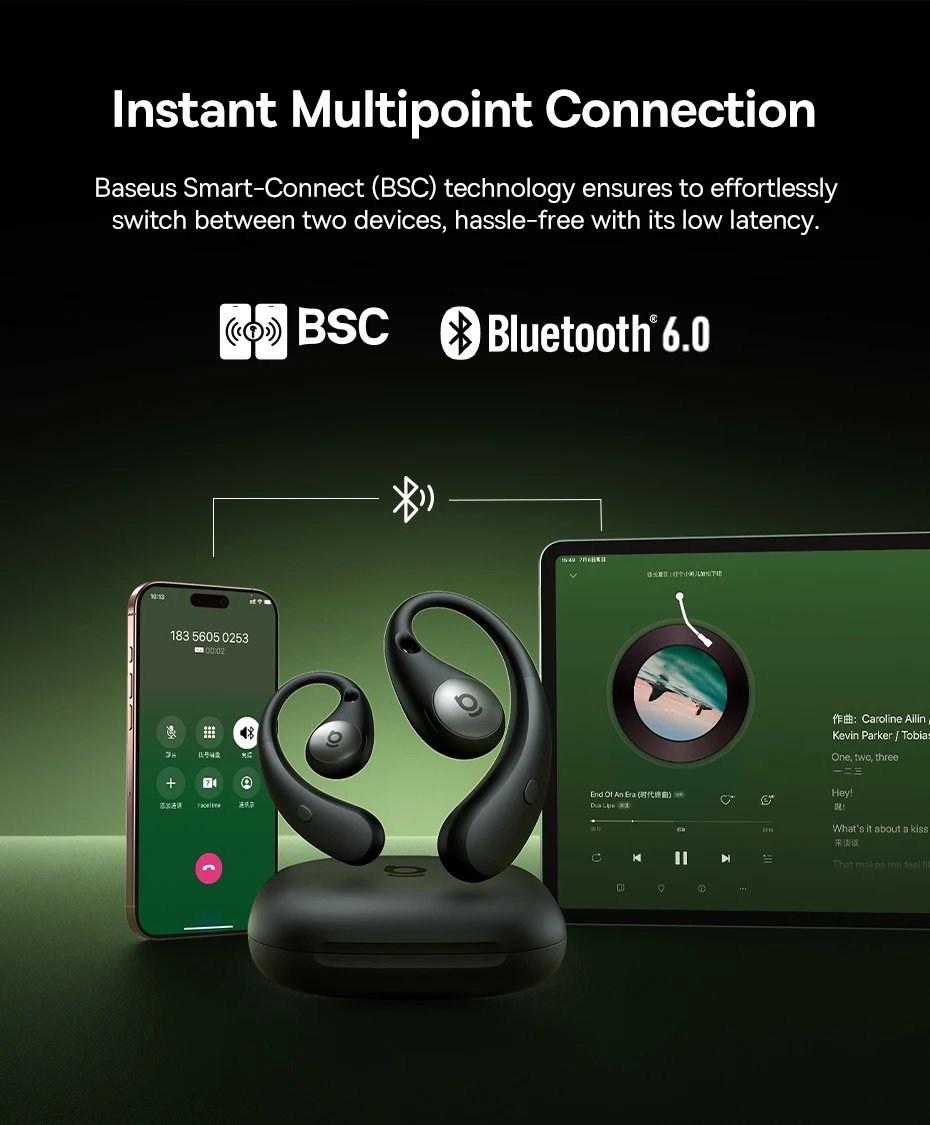 Навушники Baseus Eli Sport 2 Open-Ear True Wireless Earbuds Black, фото №9