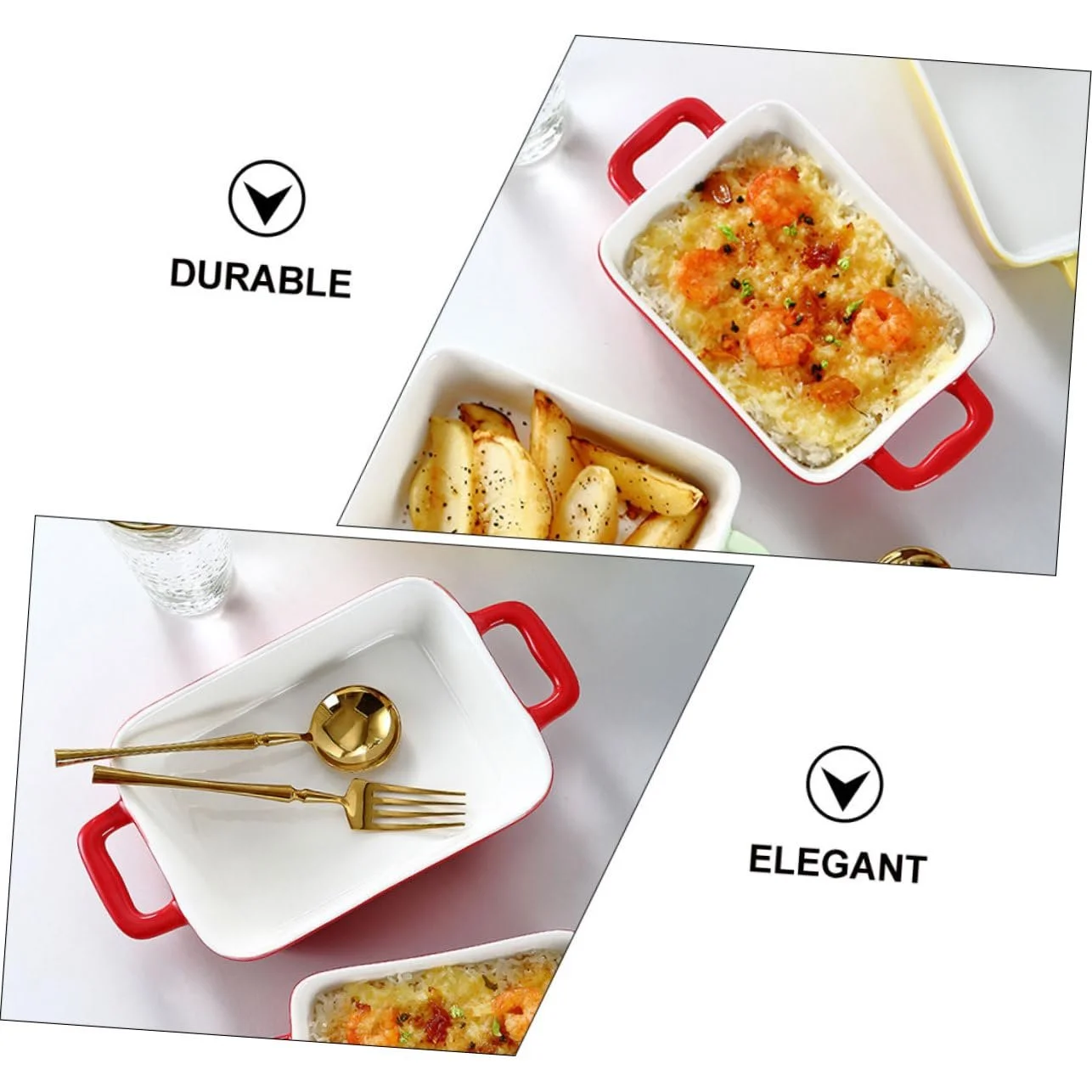 Форма для запекания TOYANDONA керамическая с двумя ручками красная, фото №3