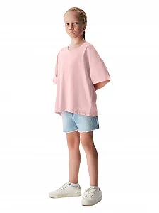 Футболка LTB Jeans Kokaha Pull-On, короткий рукав, U-подібний виріз, принт LTB, 100% бавовна, рожева, розмір 128 см - Фото 1