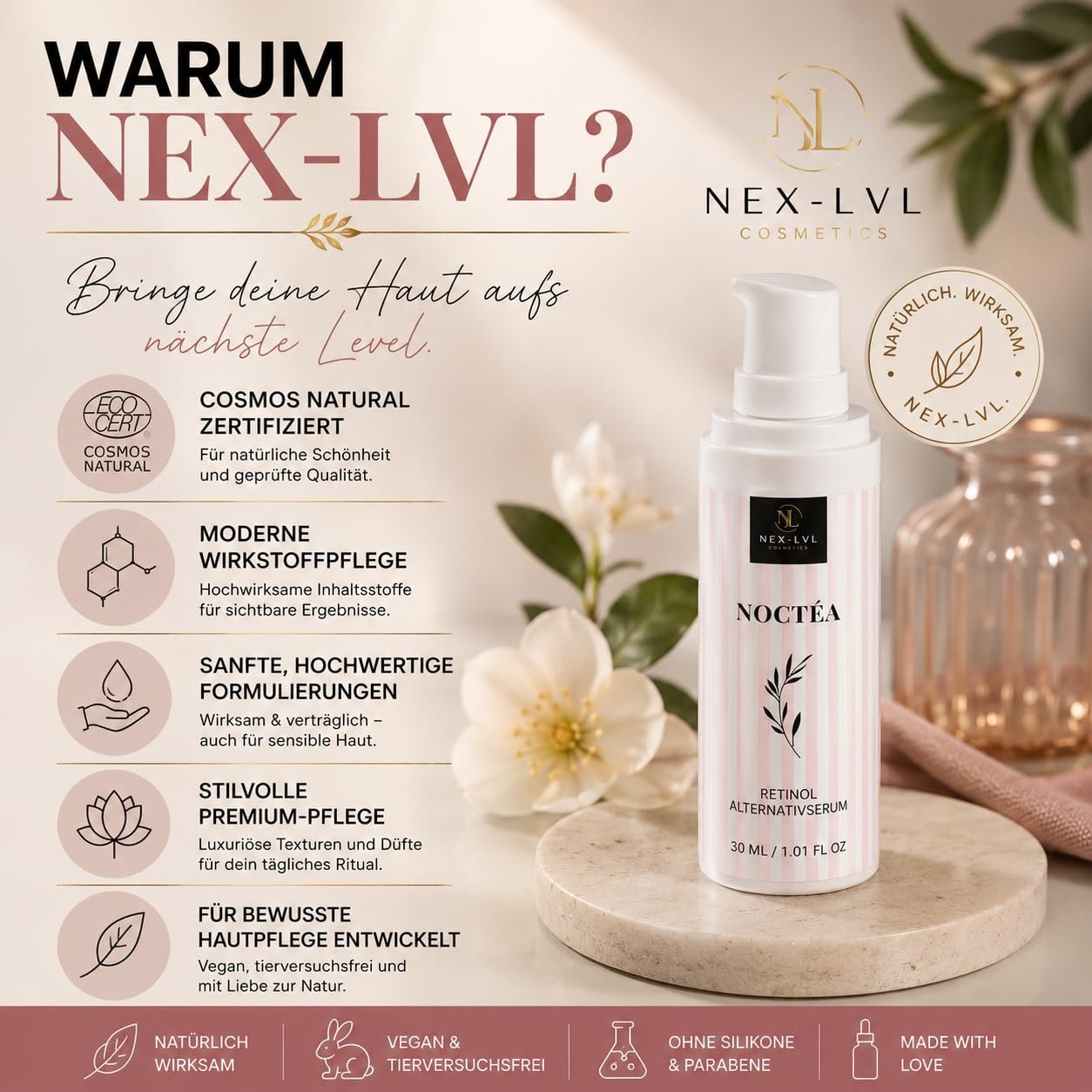 Антивозрастная сыворотка NOCTÉA Gentle Retinol Alternative против морщин и тонких линий с Bidens Pilosa и гиалуроновой кислотой 30 мл, фото №7 Антивозрастная сыворотка NOCTÉA Gentle Retinol Alternative против морщин и тонких линий с Bidens Pilosa и гиалуроновой кислотой 30 мл, фото №7