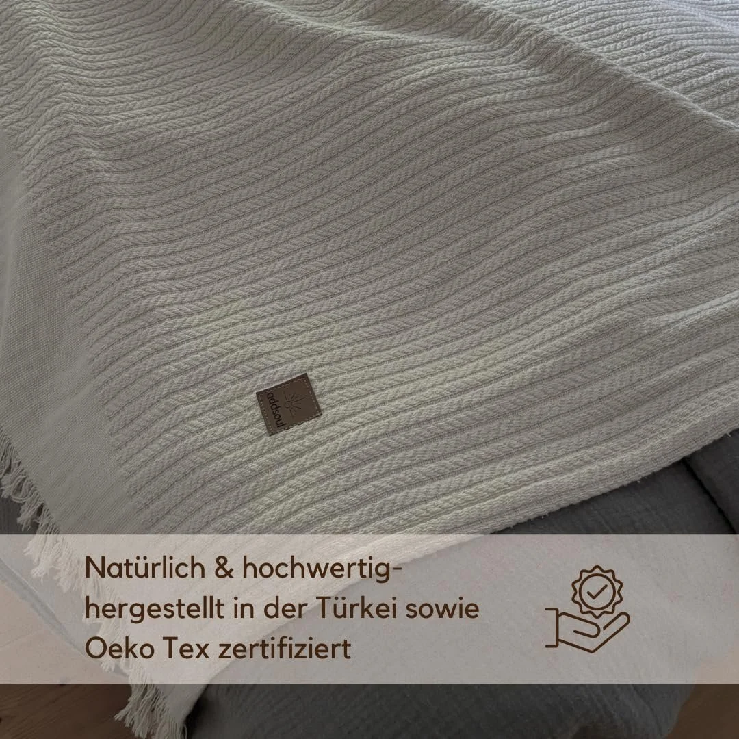 Покрывало ADDSOUL Cairo 170 x 220 см Пике Комплект Одеяло Oeko Tex 100% Хлопок Песочный, фото №3