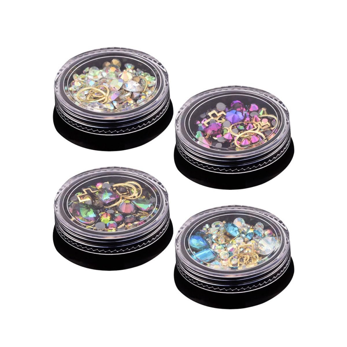 Стрази для нігтів Healeved Набір Різні стилі, синьо-фіолетові, кольорові, різної форми, фото №1