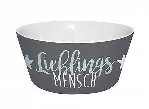Миска для хлопьев GEDA LABELS infinite 'Lieblingsmensch' Фарфоровая миска, Фарфор, Серый - Фото 1