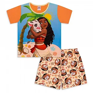 Піжамний комплект Disney Moana для дівчат - М'яка бавовна, короткий рукав - Фото 1