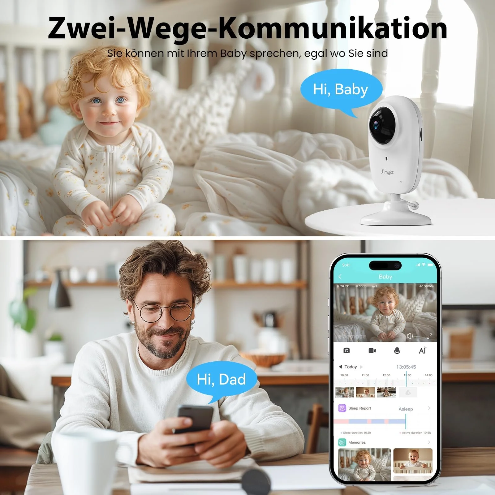 Смарт-відеоняня 2.8" Дисплей 1080P WiFi Нічне бачення Дальність 450 м, фото №8