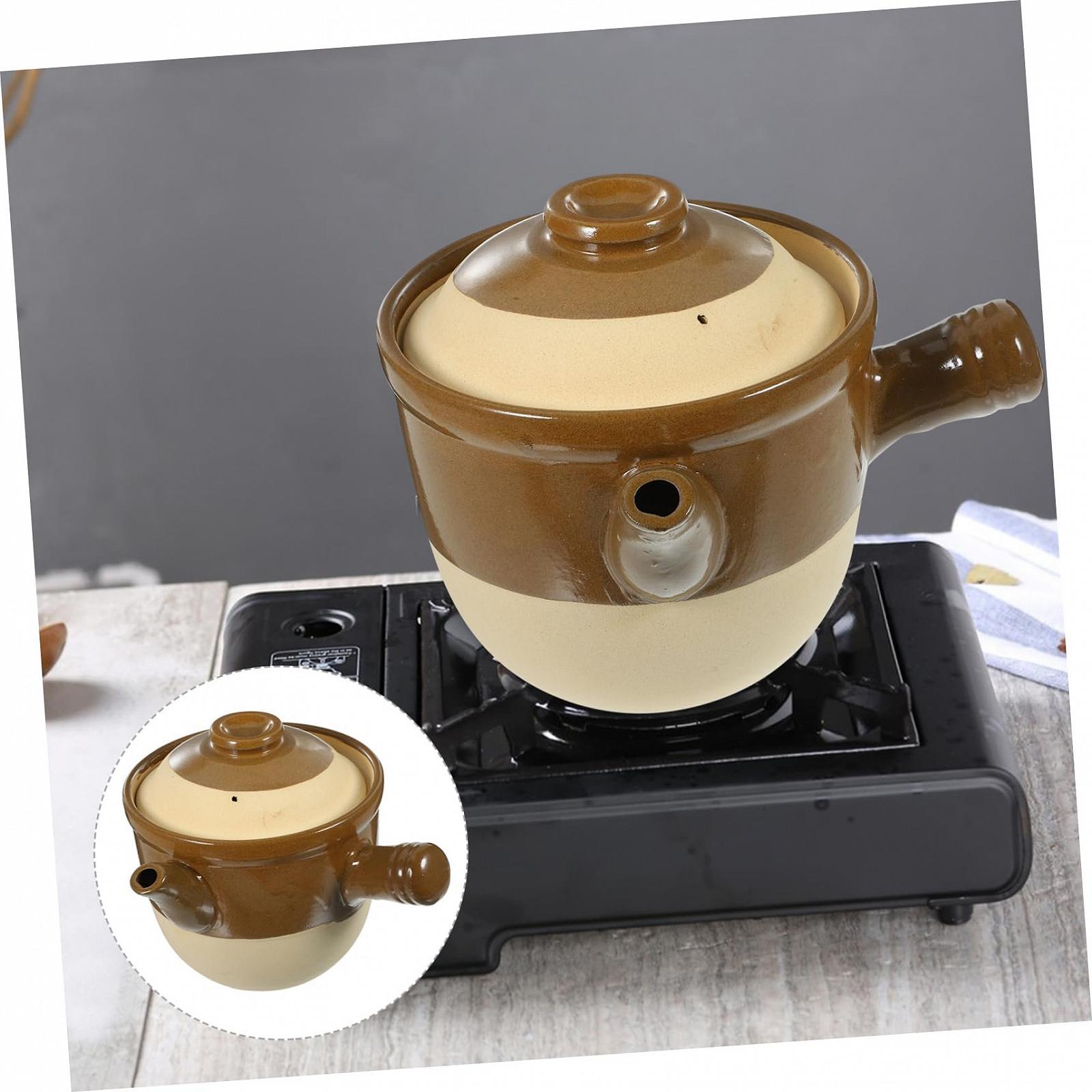 Глиняный горшок традиционный многофункциональный термостойкий с эргономичной ручкой, фото №3