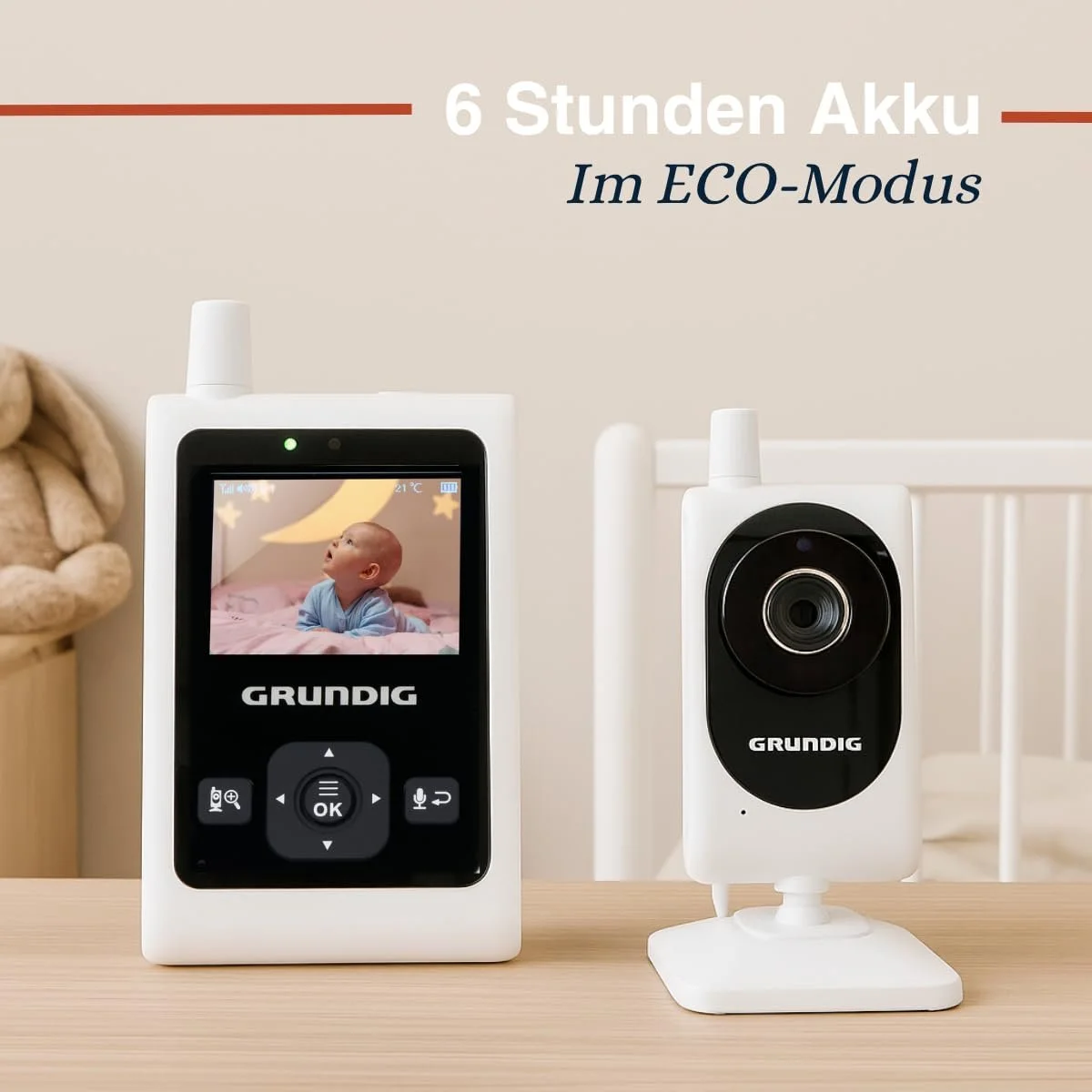 Відеоняня Grundig 2 дюйми з нічним баченням та датчиком температури біла, фото №9
