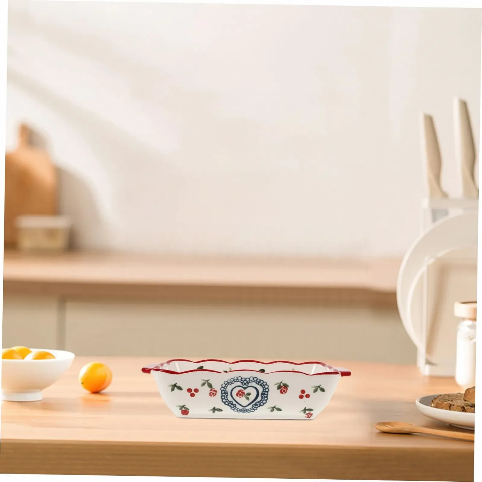 Форма для запекания керамическая прямоугольная с ручками, фото №3