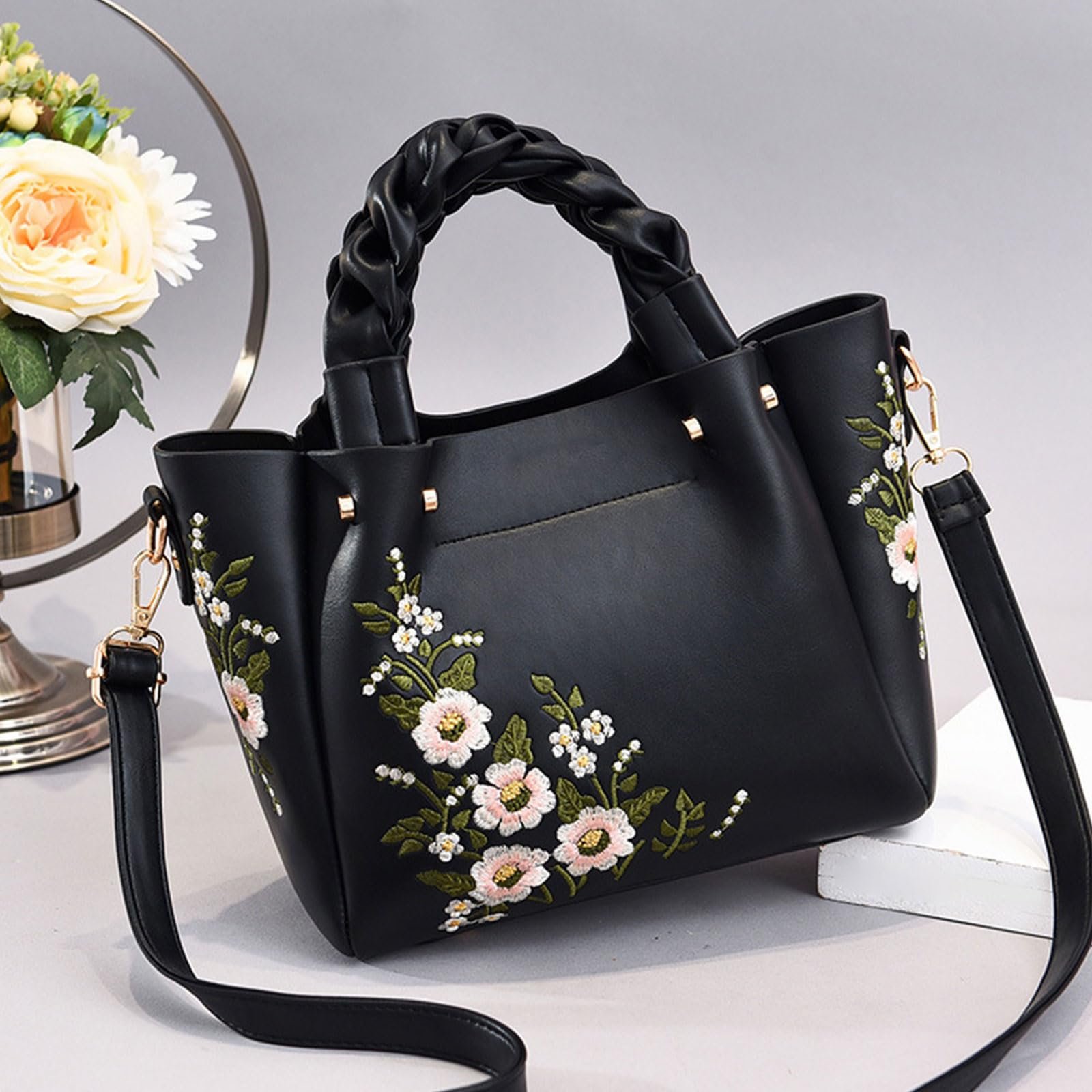Елегантна Сумка NICOLE & DORIS Жіноча Сумка-шоппер зі штучної шкіри Жіноча Сумка на плече Вишита Сумка на плече для роботи Навчання Шопінгу, фото №3