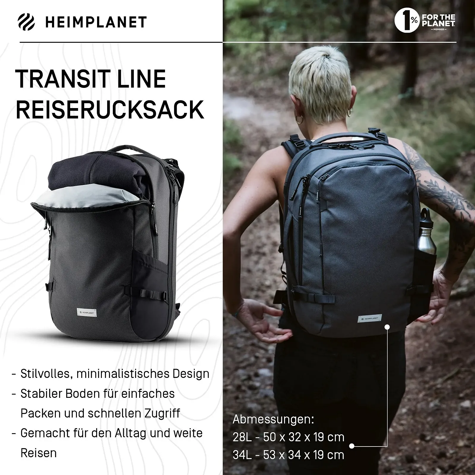 Рюкзак для ноутбука HEIMPLANET Original Transit Line Travel Pack Водонепроникний Dyecoshell, фото №2 Рюкзак для ноутбука HEIMPLANET Original Transit Line Travel Pack Водонепроникний Dyecoshell, фото №2