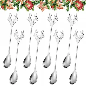 Набор из 8 ложек из нержавеющей стали Рождественские кофейные - Фото 1