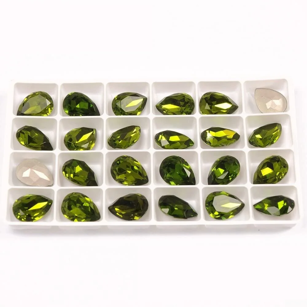 Прикраси для одягу Олівін, Кристалічний кіготь, Скло, Фантазійні стрази для одягу, Спортзалу, Костюму, Танцю, Сукні, Декору, Виготовлення ювелірних виробів, Камені та самоцвіти xiaguolingsm (Co, фото №1