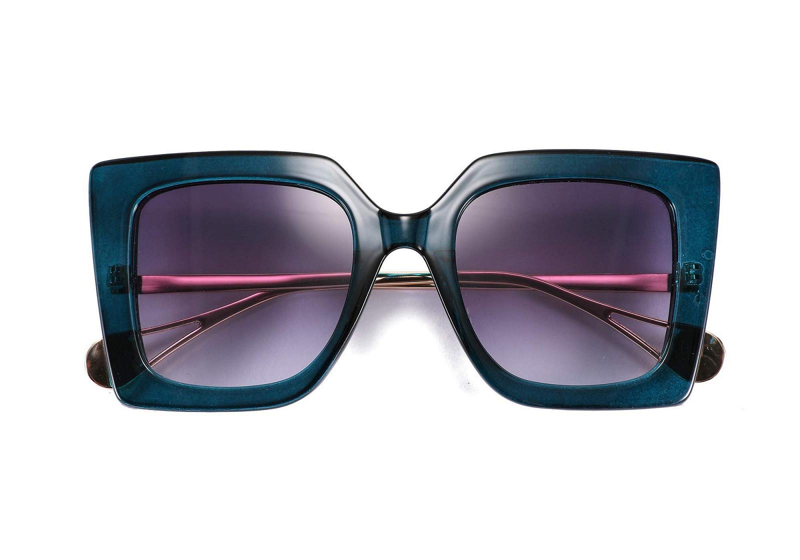 Солнцезащитные очки Ретро 70-х FEISEDY Квадратные Большого Размера, Металлические Скобки с Перламутровой Инкрустацией с Цветовым Градиентом B2625, фото №10