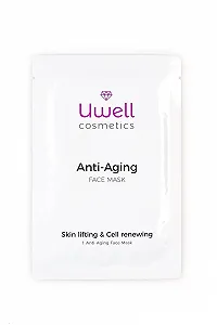 Маска для лица UWELL Cosmetics Anti-Ageing, премиальная тканевая маска, гидрогелевая флисовая маска с алоэ вера, омоложение кожи, уменьшение морщин, веганская, проста в использовании, 8 шт. в упаковке synthetic.ua - Фото 1