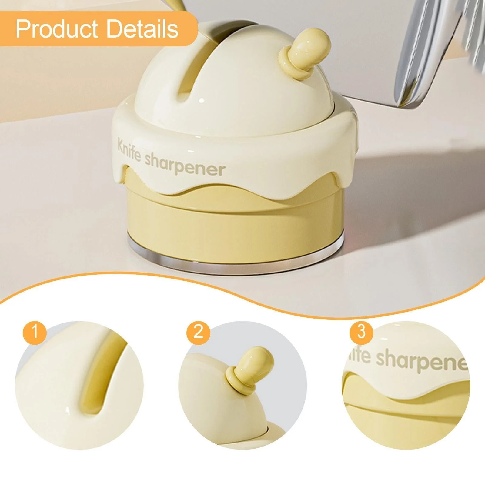 Точилка для ножів компактна на присосці Yellow, фото №3