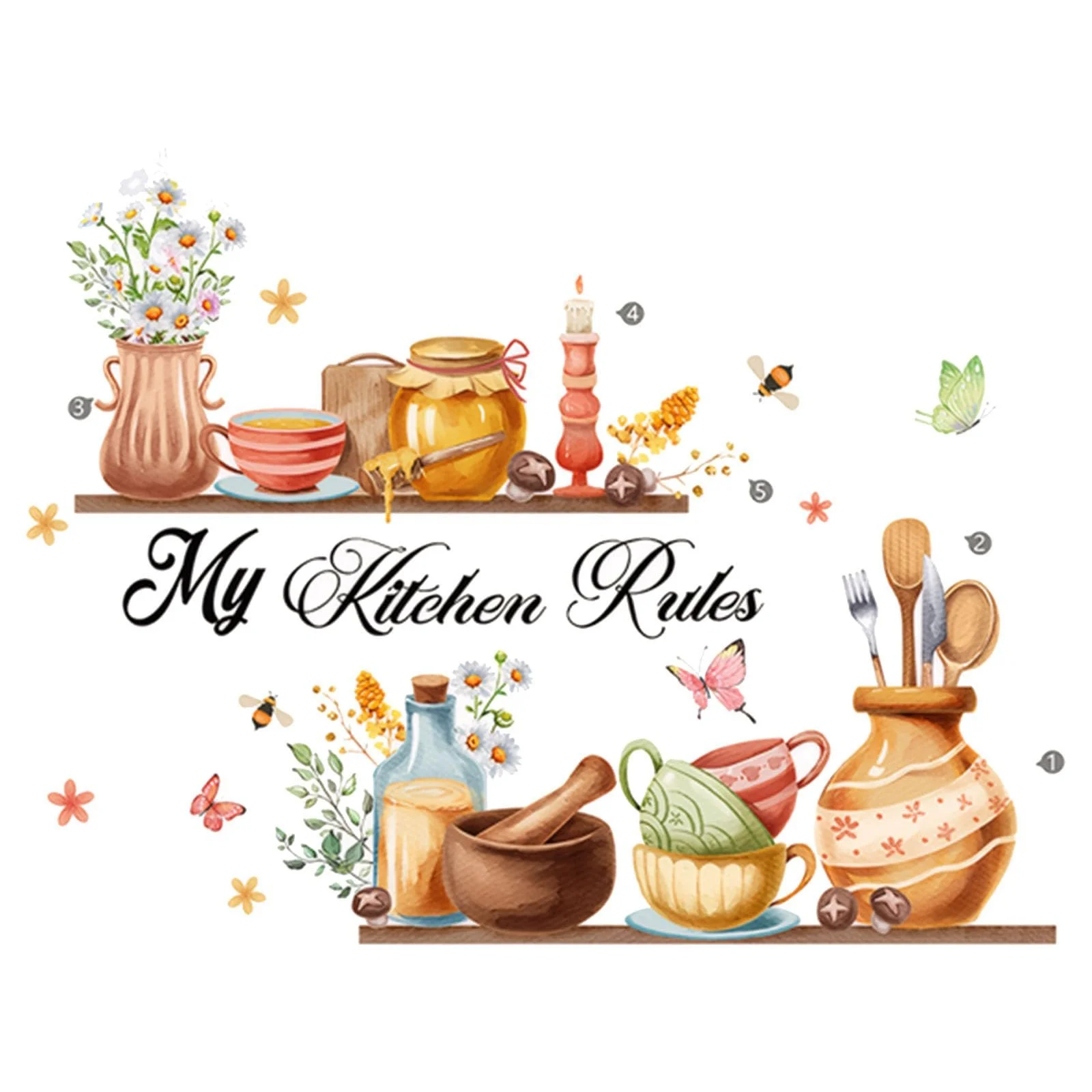 Наклейка на стіну Kitchen Tableware Teapot 80 х 60 см, фото №1