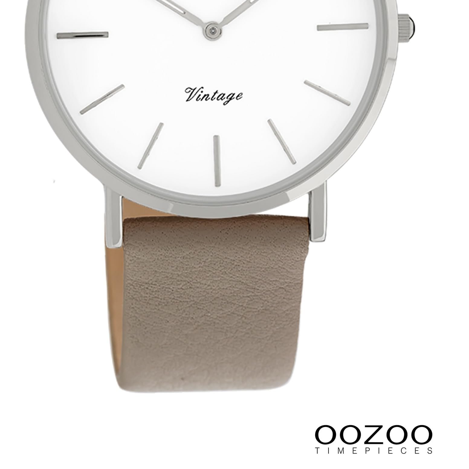 Женские часы Oozoo Vintage Series UOC20017 Аналоговые Кожа Taupe Коричневый, серебристый / белый, Ремешок., фото №3