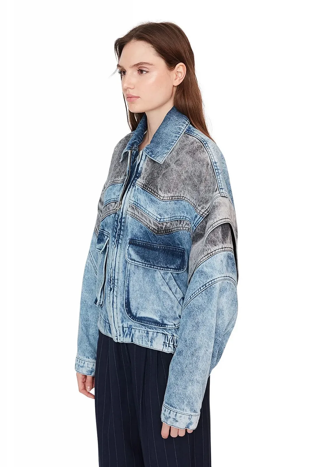 Джинсовая куртка оверсайз TRENDYOL Базовая однотонная, фото №5