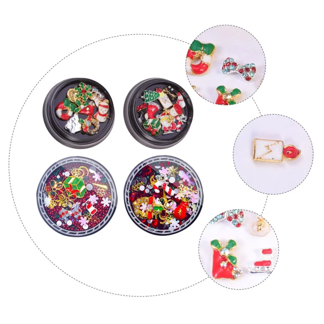 Украшения для ногтей Бриллиант FRCOLOR Рождественский снеговик 3D, 8 коробок, фото №4