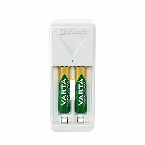 Зарядний пристрій Varta для акумуляторів, включає 2 x AAA 800 mAh, білий - Фото 1