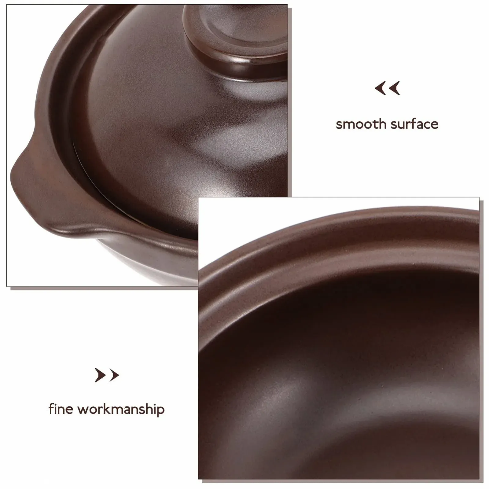 Каструля INOOMP маленька керамічна з кришкою коричнева, фото №8