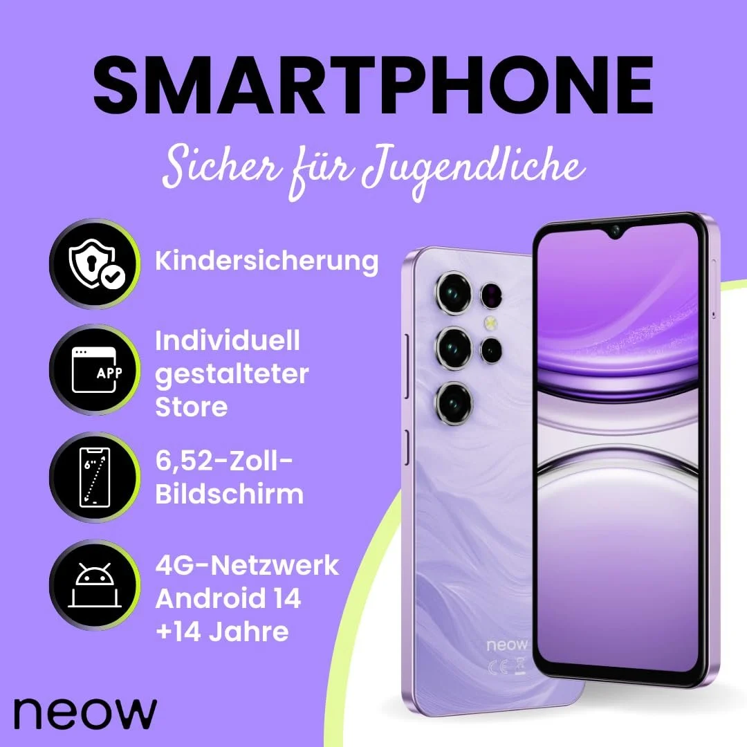 Смартфон Neow Safe + 6.52 дюйма HD+ 4G 128GB Purple, фото №2