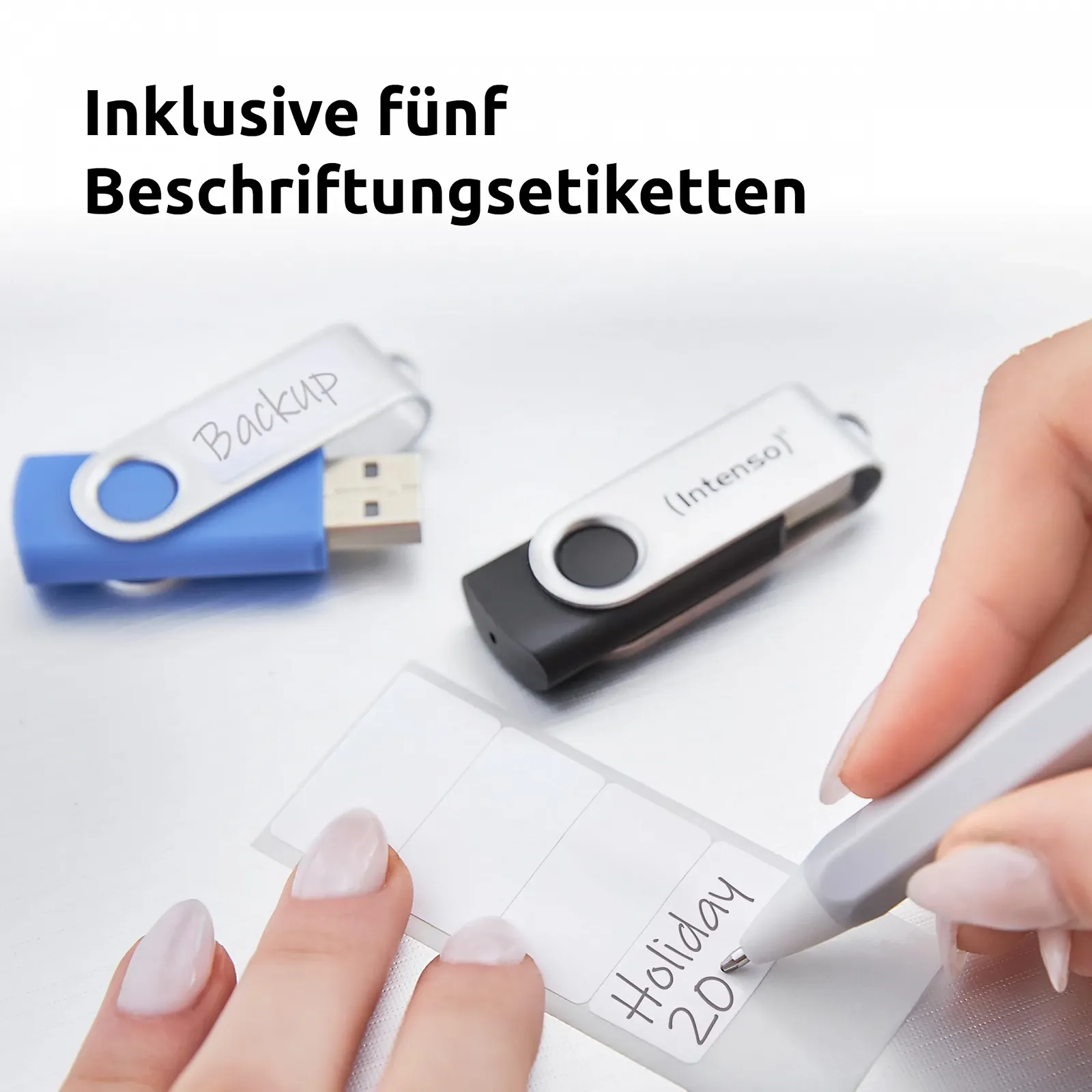 USB-накопичувач Intenso Office Line 5X 64 ГБ Super Speed USB-A 3.2 5 кольорів з металевим кронштейном та етикетками, фото №3 USB-накопичувач Intenso Office Line 5X 64 ГБ Super Speed USB-A 3.2 5 кольорів з металевим кронштейном та етикетками, фото №3