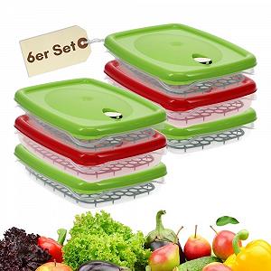 Набір контейнерів для зберігання продуктів GarPet 6 шт. з решіткою для зливу та паровим клапаном 2.5 л - Фото 1