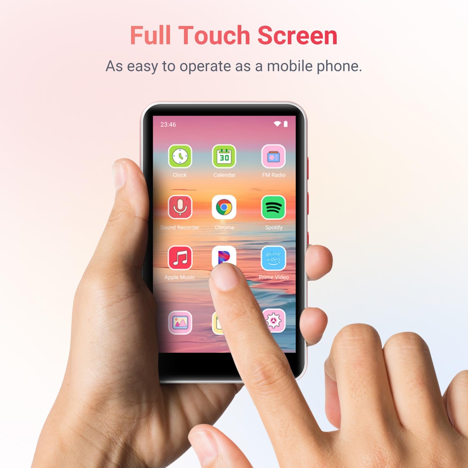 MP3 плеер Oilsky с Bluetooth и WiFi, Android 13.0, 4GB RAM, 4.0-дюймовый HD MP4 плеер с сенсорным экраном и динамиком, 192GB, черный, фото №9