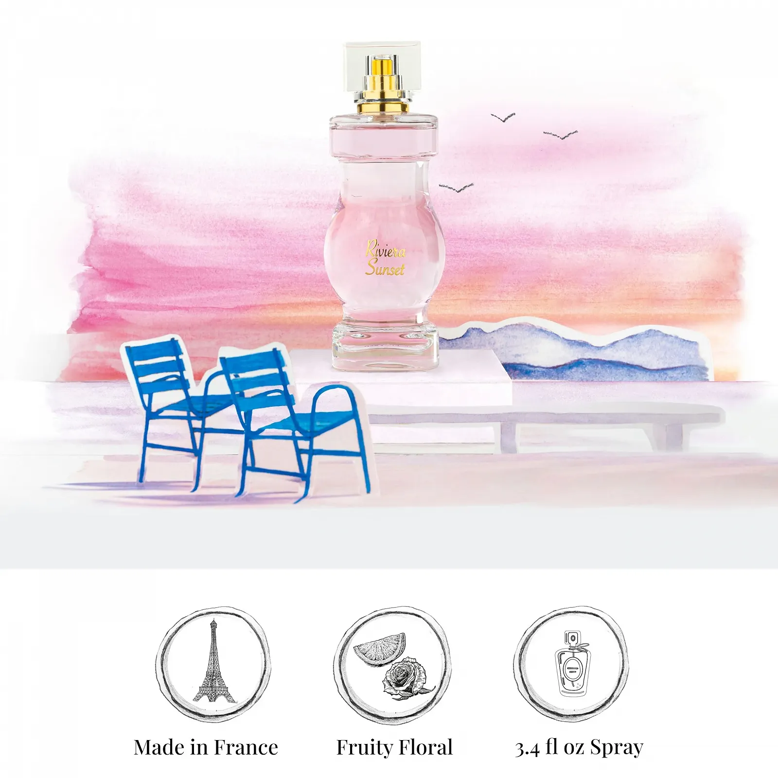 Парфумована вода JEANNE ARTHES French Way Of Life Azur Collection Riviera Sunset Квітковий & Фруктовий Мускус & Сандалове дерево 100 мл, фото №4