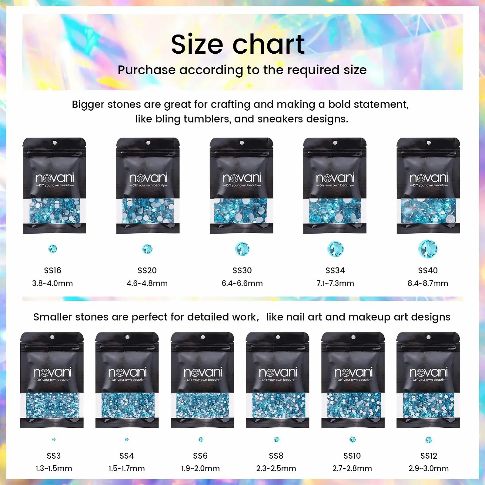 Стрази Novani SS20 Скло для DIY сумок та прикрас для взуття Аквамарин, фото №5