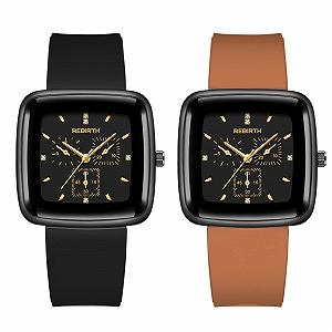 Годинник Кварцовий Аналоговий JewelryWe Чоловічий/Жіночий з Квадратним Циферблатом та Силіконовим Ремінцем, Водонепроникний до 30 метрів - Фото 1