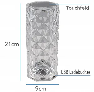 Настольная лампа ChiliTec 21 см Аккумуляторная LED Сенсорная RGB USB с эффектом хрусталя Прозрачная synthetic.ua - Фото 1