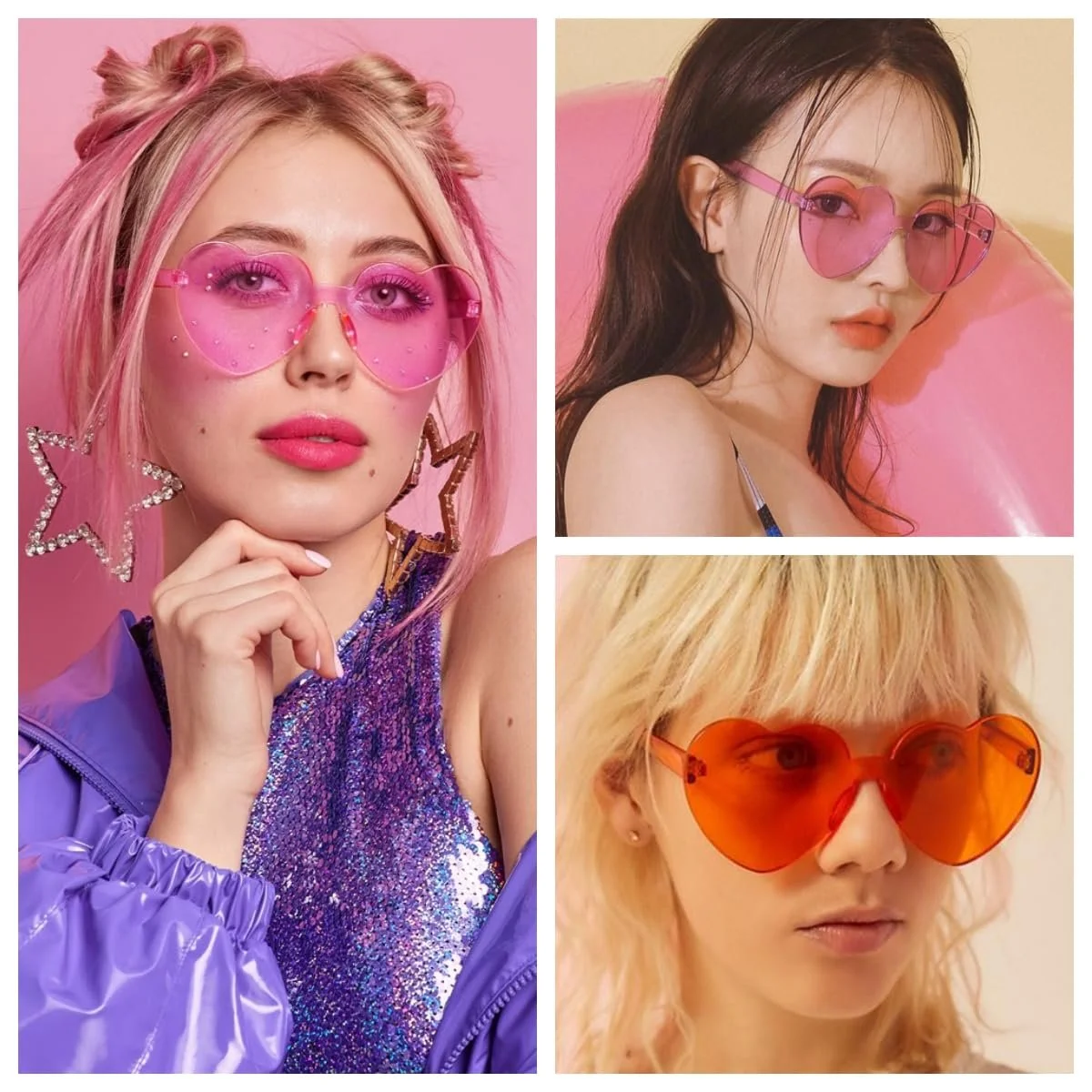 Солнцезащитные очки RUNHUIS Heart, без оправы, в форме сердца, разноцветные для женщин., фото №3