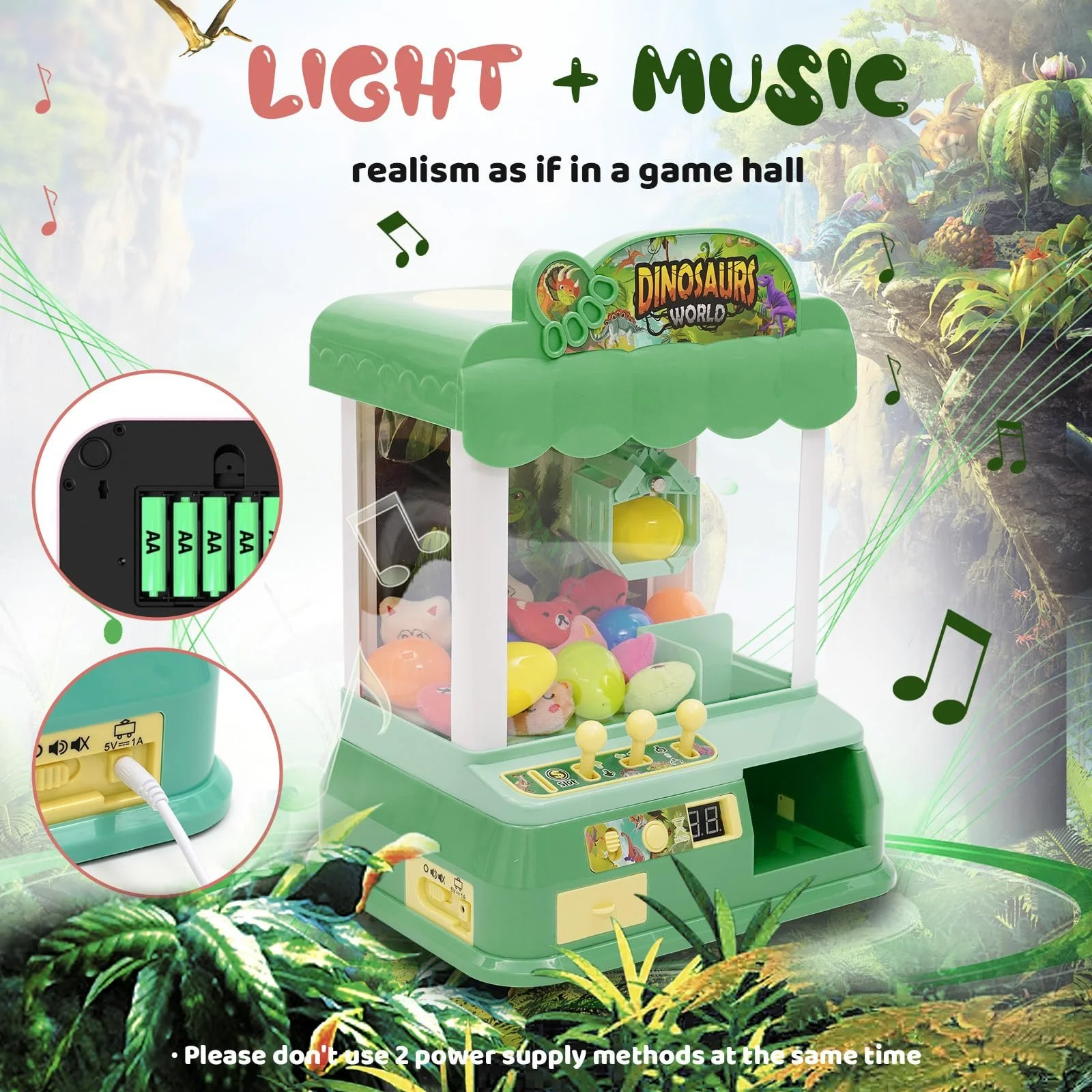 Іграшка Arkyomi Grab Machine Candy Grabber Mini Grabber Doll Gachapon Sweets with Coin Slide and Grab Arm Automatic Soft Toys Claw Machine Колір Зелений, фото №4