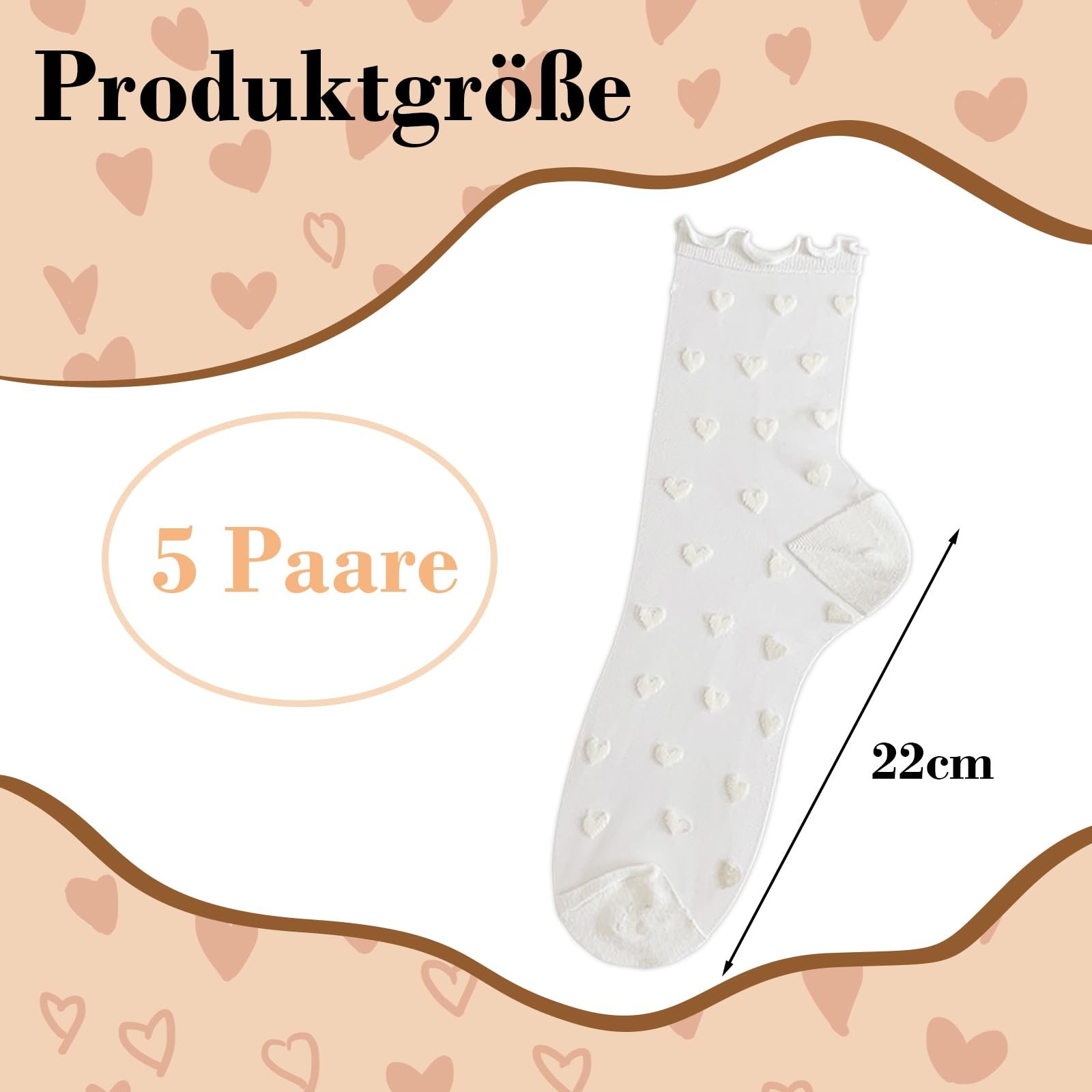 Носки Женские Дизайн в форме сердца Прозрачные носки Белые, фото №2