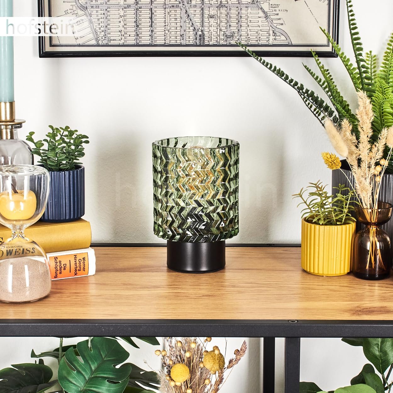 Настільна лампа Falgorosa Modern Vintage / Retro Design Метал / Скло Ø11 см E27 Чорний / Зелений, фото №3