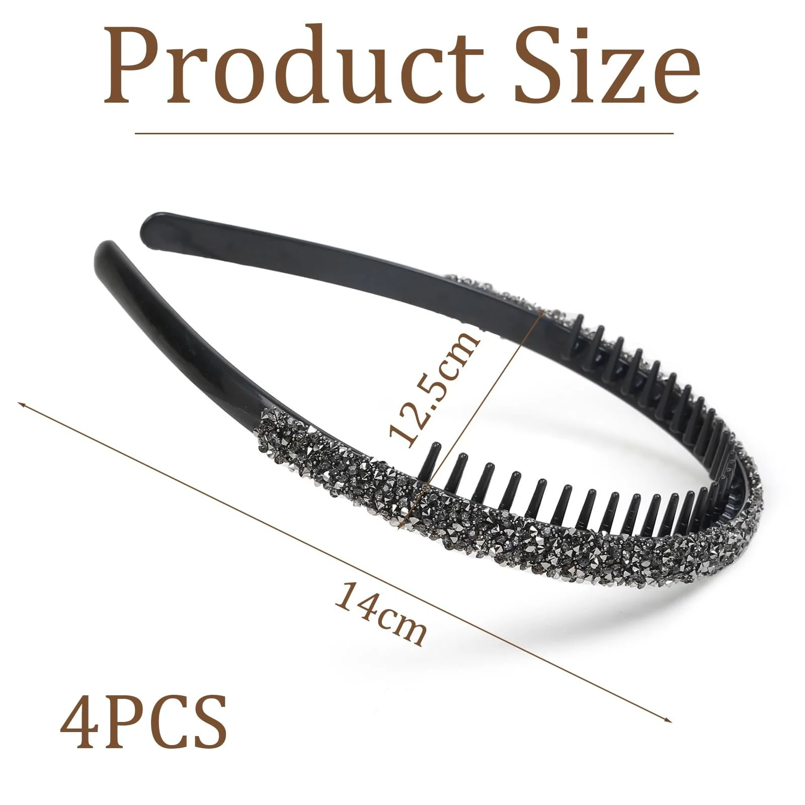 Набір з 4 обручів на голову з кристалами, фото №2