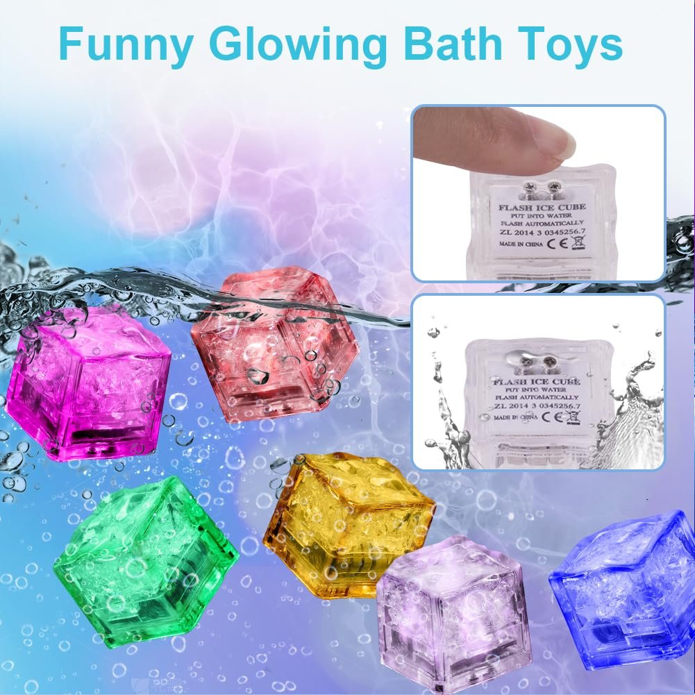 Іграшка для ванни Luminous Toy, 12 шт, LED крижані кубики, фото №3