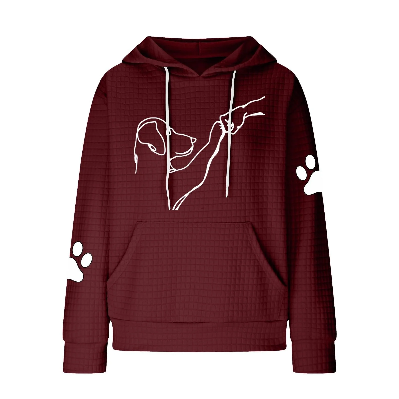 Худи Женская Толстовка Пуловер Весна Худи с Мотивом Собаки Комфортная Толстовка с Карманом Кенгуру, фото №3
