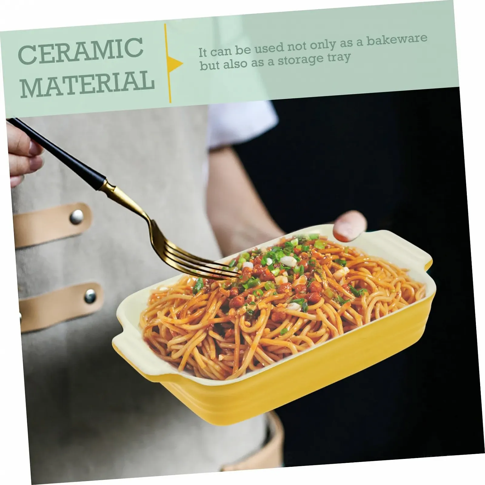 Форма для запекания BESTYASH Керамическая Прямоугольная с ручками Желтая, фото №6 Форма для запекания BESTYASH Керамическая Прямоугольная с ручками Желтая, фото №6