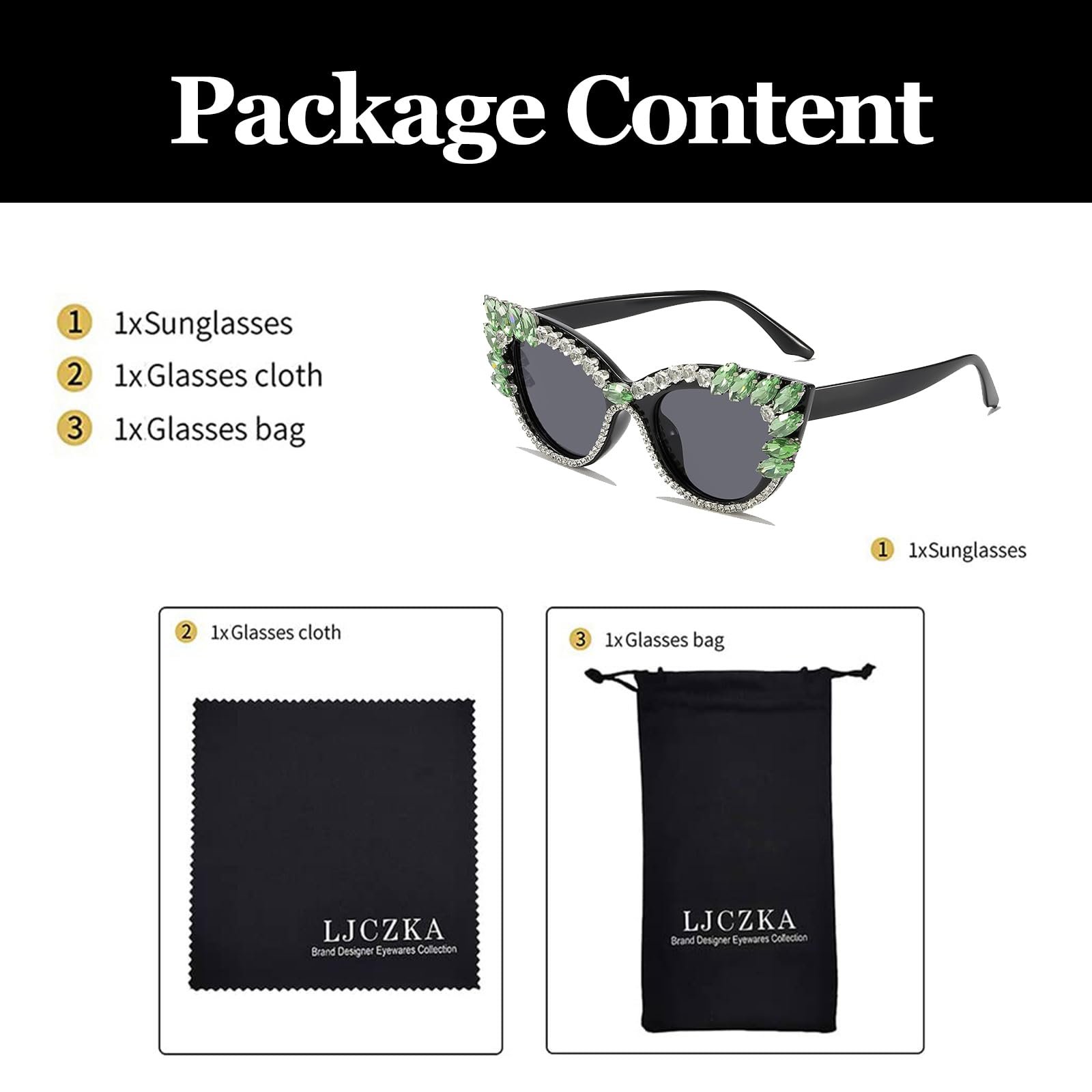 Окуляри Cat Eyes LJCZKA Вінтажні з фільтром синього світла з стразами Жіночі Ретро, фото №5