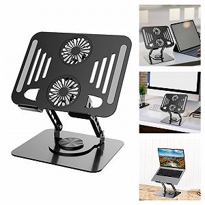 Подставка для ноутбука Металл с нескользящими силиконовыми накладками и функциями полного вращения для регулировки высоты подставки для ноутбука, черный synthetic.ua - Фото 1