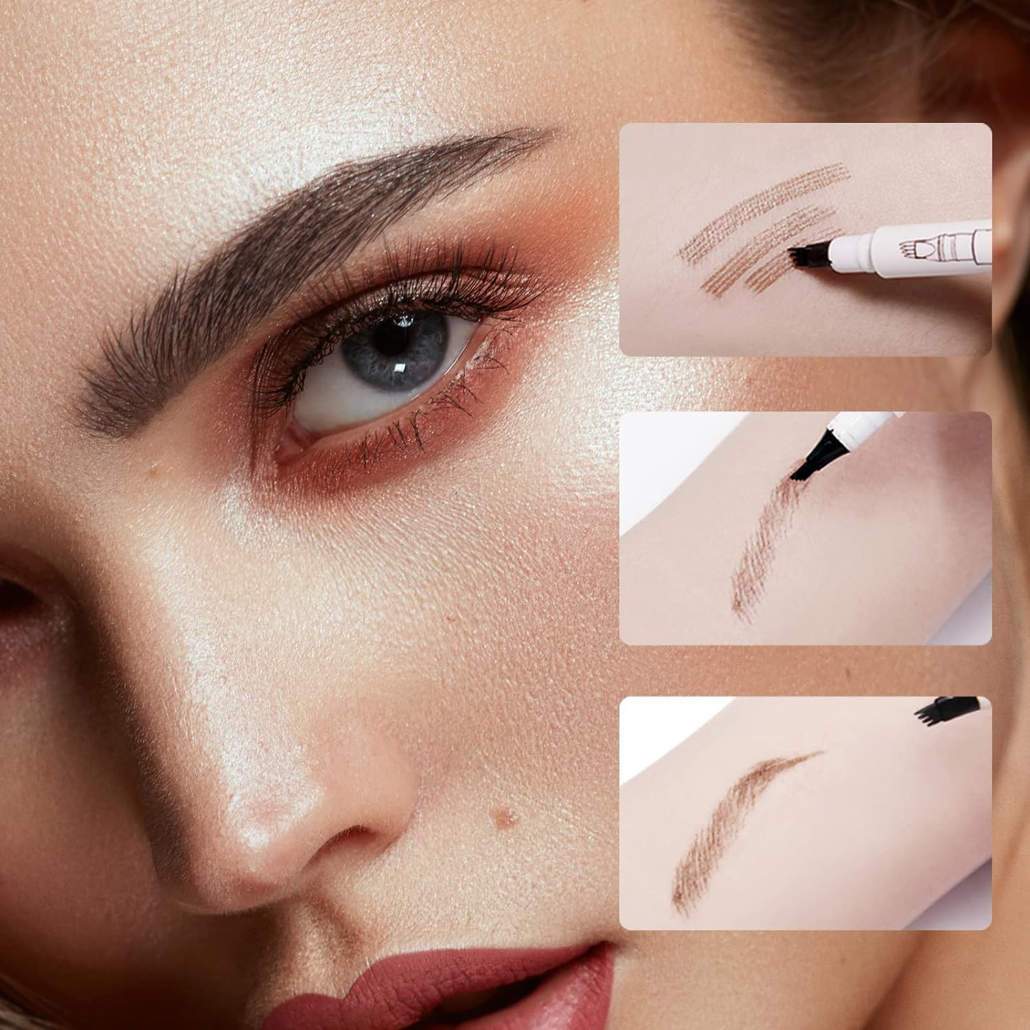 Олівець для брів Waterproof Eyebrow Pencil 4 Heads Світло-коричневий + Темно-коричневий, фото №5