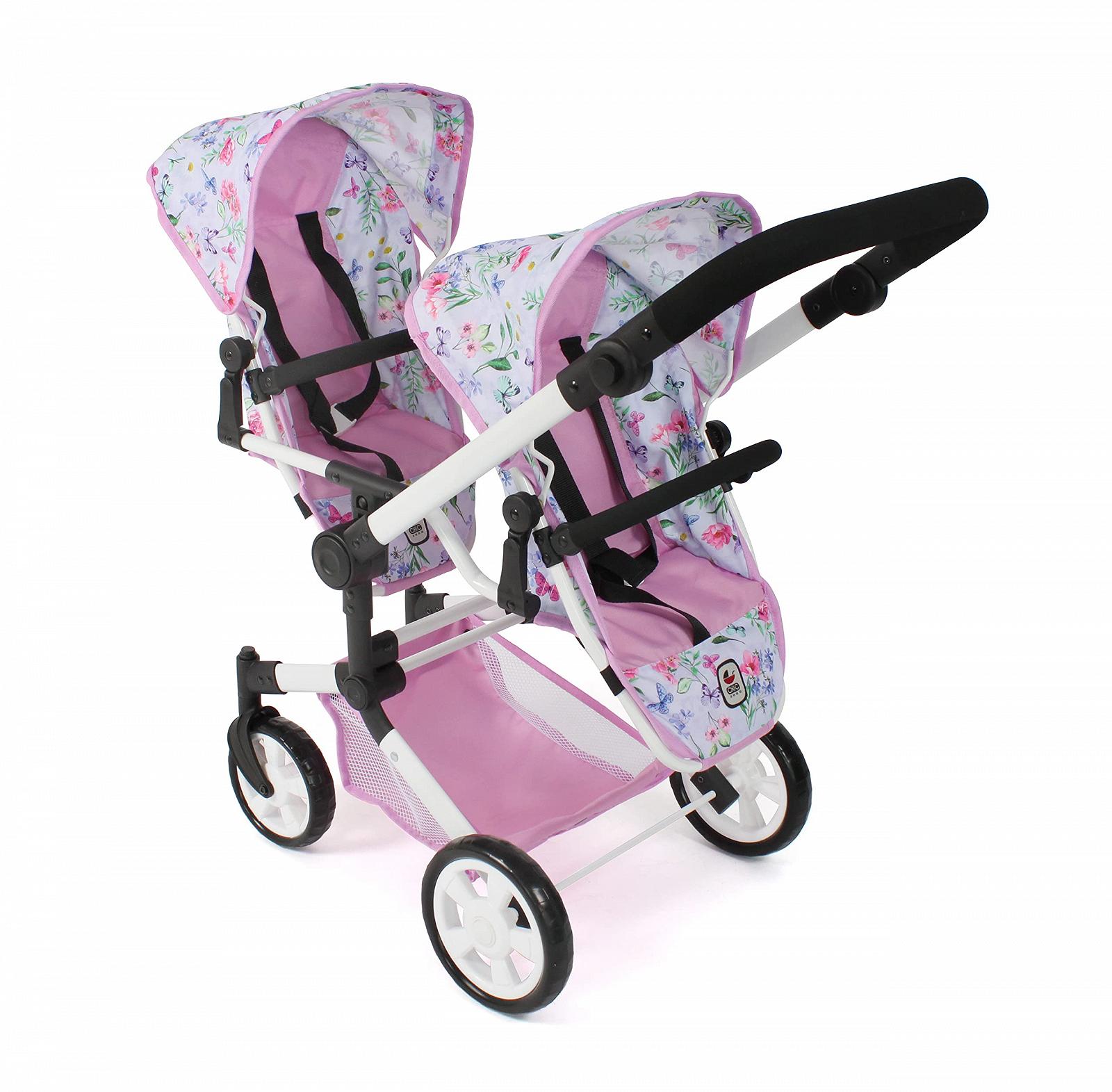 Коляска Bayer Chic 2000 Linus Duo Кукольная для двойняшек для детей от 4 до 8 лет Flowers розовый, фото №4