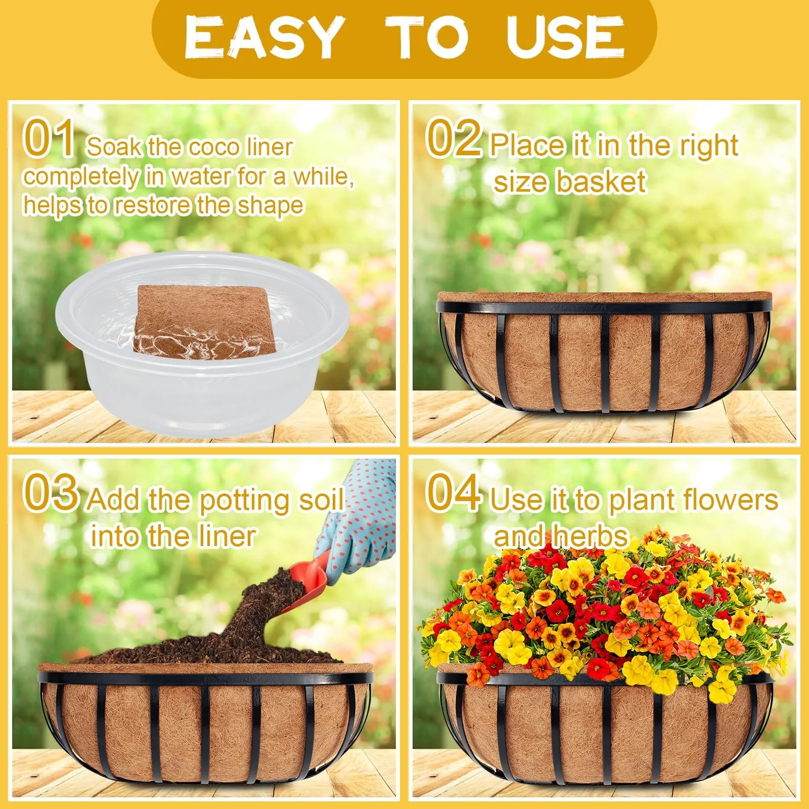 Вкладиші для кашпо Riare з кокосового волокна 24 дюйми, фото №4