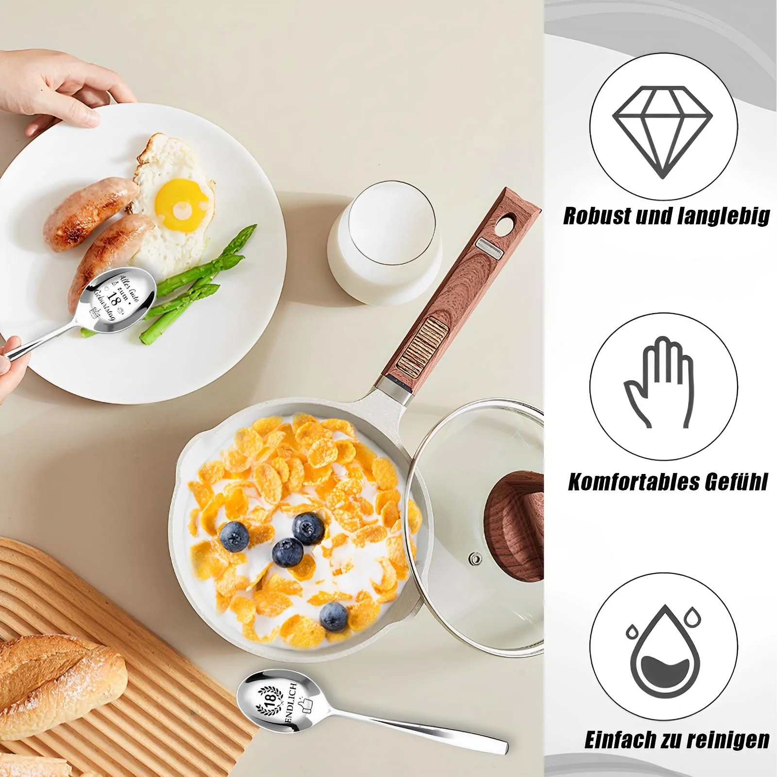 Ложка для кави з гравіюванням Alles Gute Zum 18 Geburtstag/Endlich 18 2 шт., фото №4